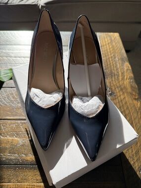 Nine West Navy Blue Patent Pointed-Toe Pumps